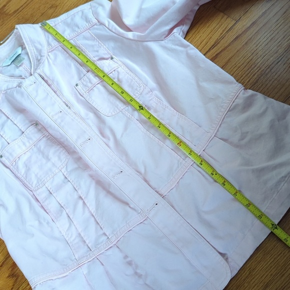 Christopher & Banks Pale Pink Peplum Button Down 100% Cotton Jacket Size X - Picture 9 of 9